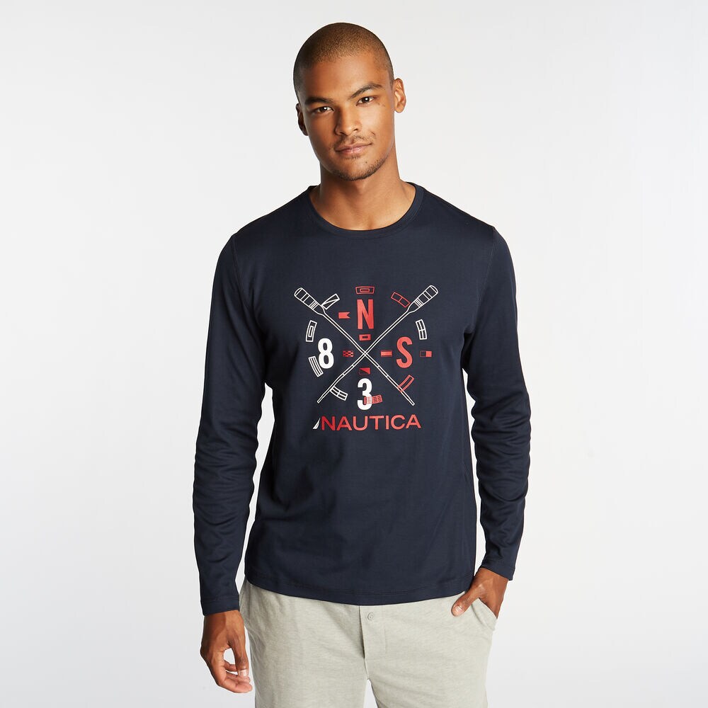 SUPER SOFT LONG SLEEVE OARS TEE,Navy,large