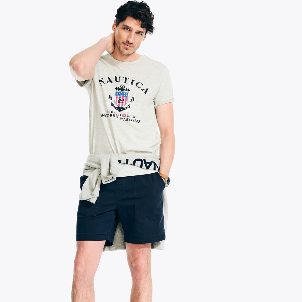 Big & Tall Sustainably Crafted Modern Maritime Graphic T-Shirt,Grey Heather,large