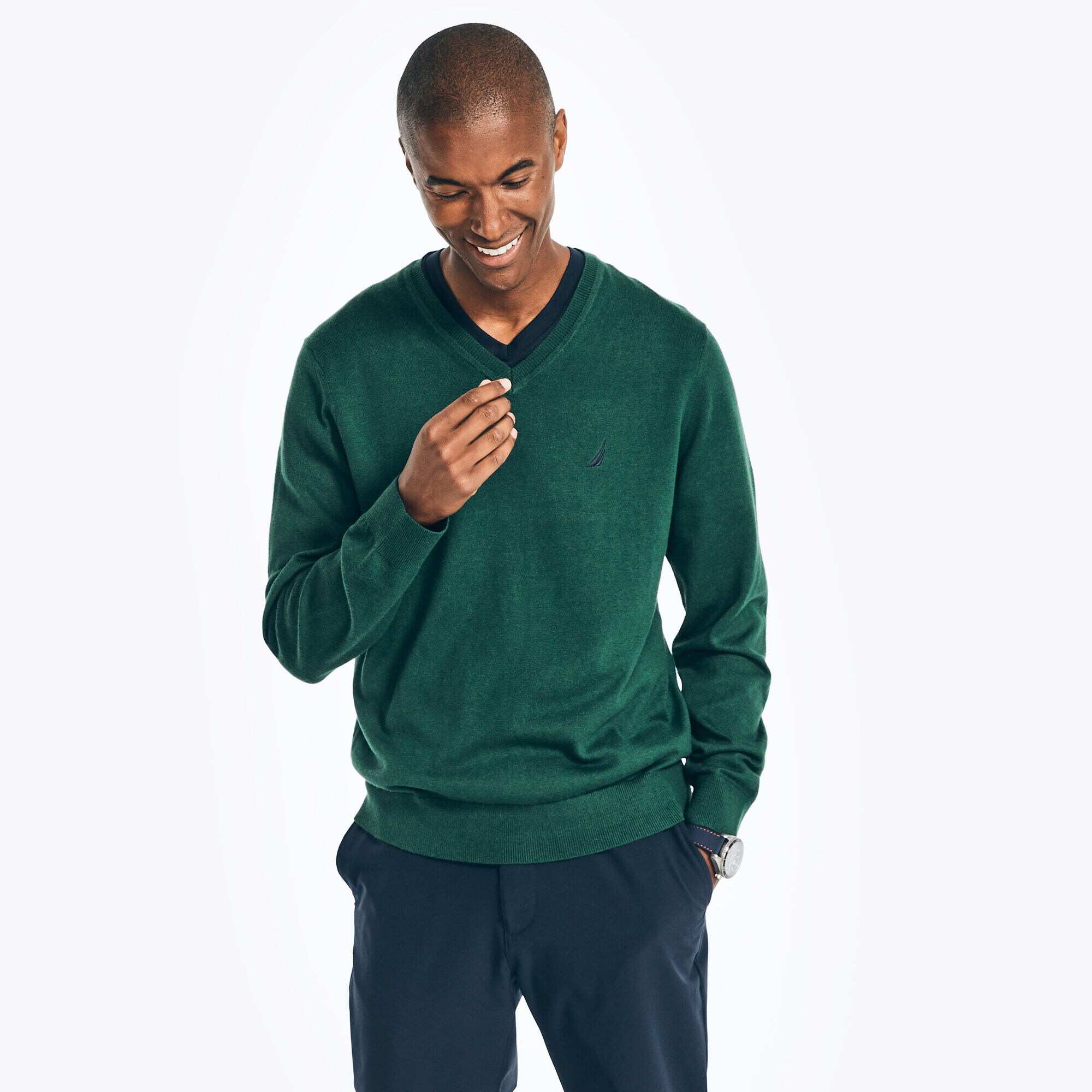 NAVTECH V-NECK SWEATER,Cosmic Fern,large