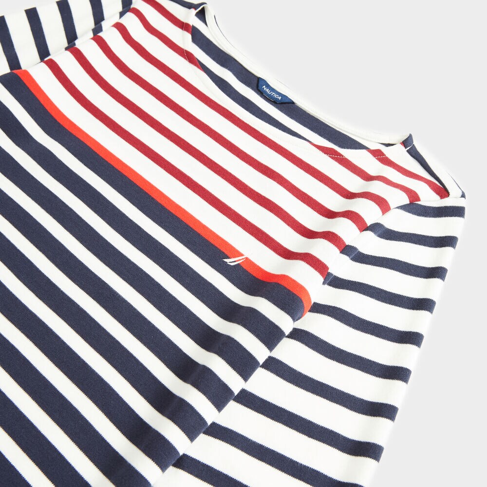 STRIPE KNIT DRESS,Stellar Blue Heather,large
