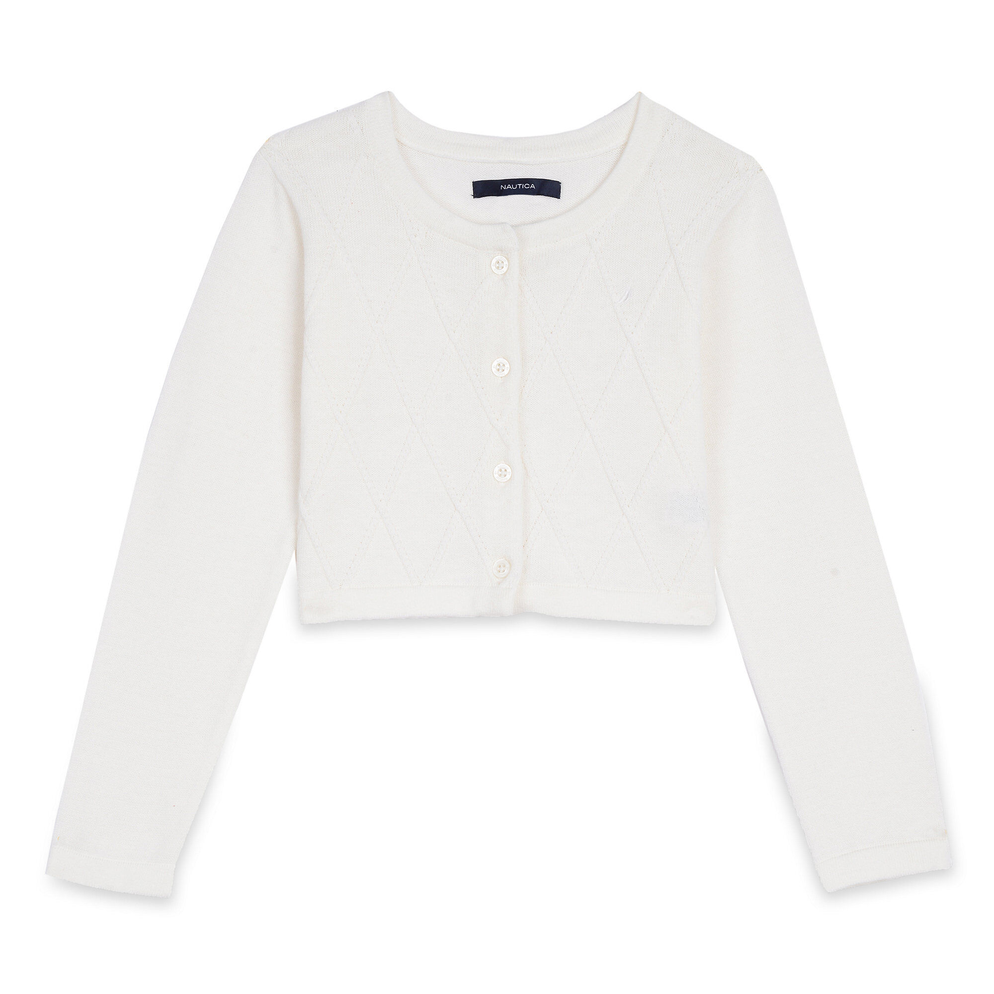 Toddler Girls' Cropped Cardigan (2T-3T),Bright White,large