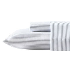 Striped Grey Microfiber Twin/Twin XL Sheet Set,Heather,large