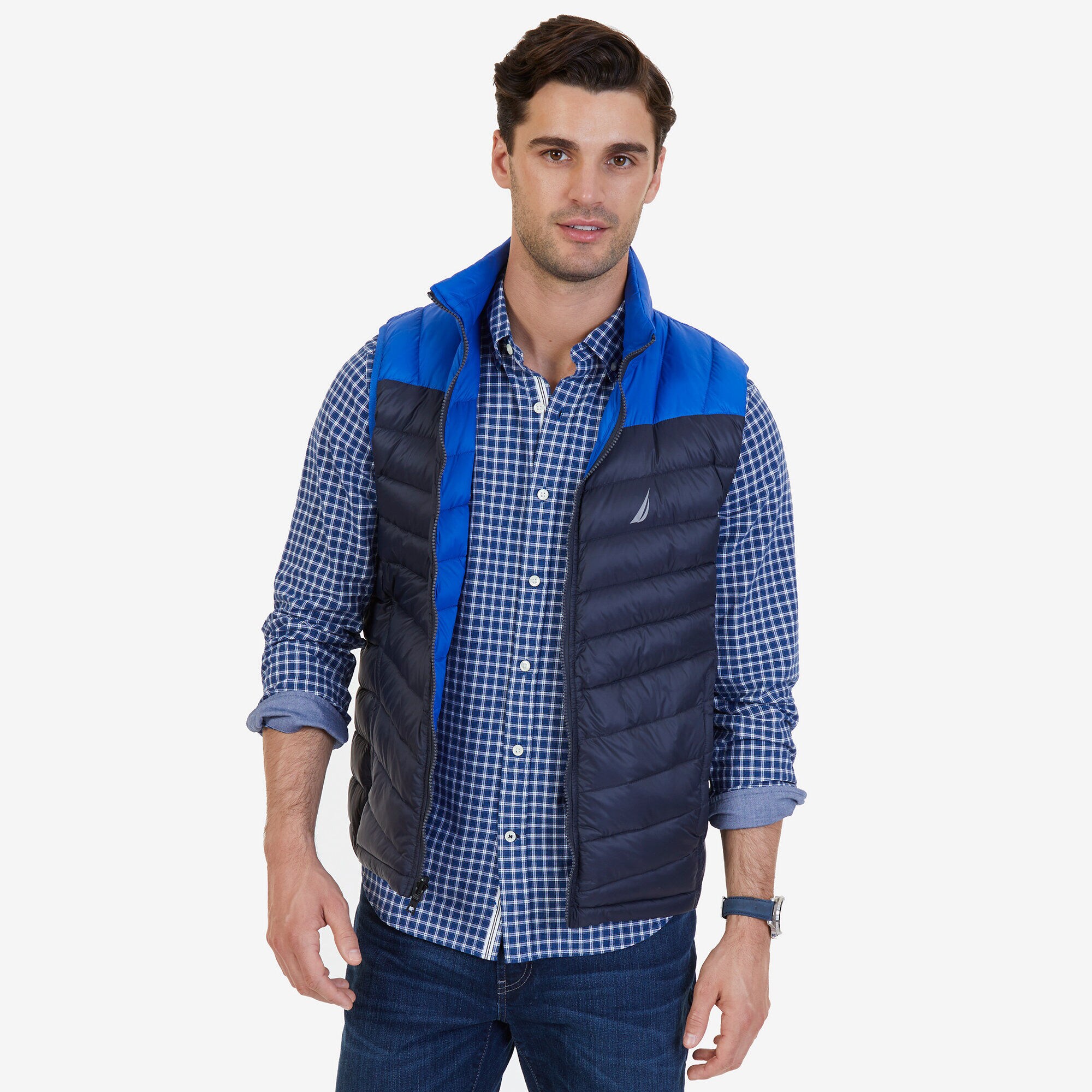 Big & Tall Reversible Down Vest,True Navy,large