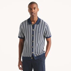Striped Sweater Polo,Lapis Blue,large