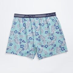 REVERSE FLORAL PRINT KNIT BOXER,Fin Green,large
