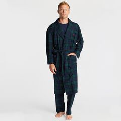 PLAID FLEECE ROBE,Kelp Seas,large