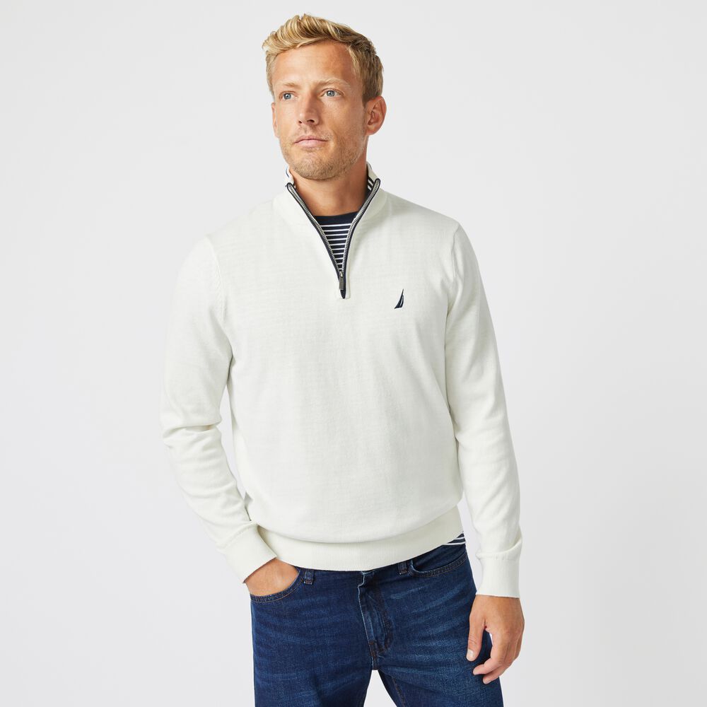NAVTECH QUARTER-ZIP SWEATER,Marshmallow,large