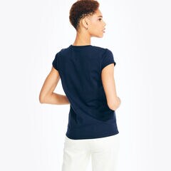 Nautica brand icon Puff Foil Graphic T-Shirt,Stellar Blue Heather,large