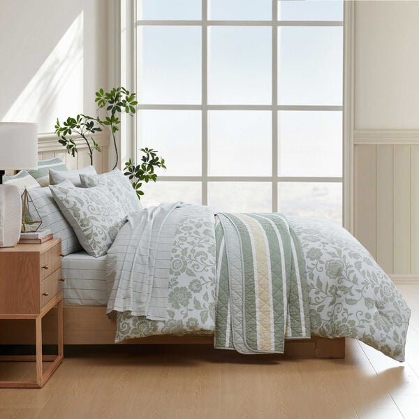 Jacob Bay Floral Green Twin Comforter Set
