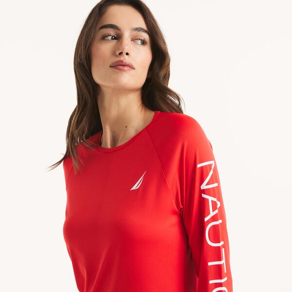Logo Long-Sleeve Rash Guard Swim Shirt
