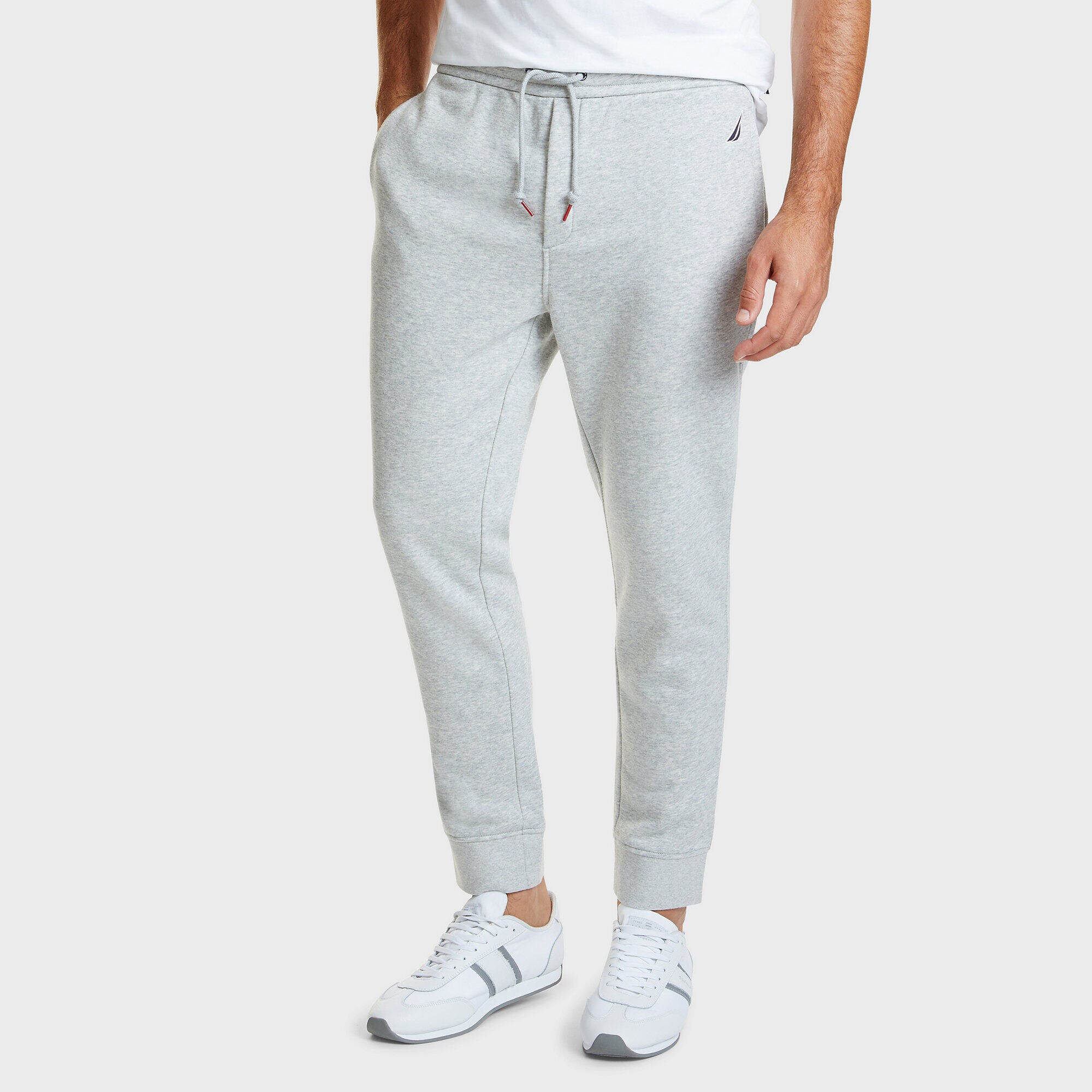 Drawstring Fleece Logo Joggers,Grey Heather,large