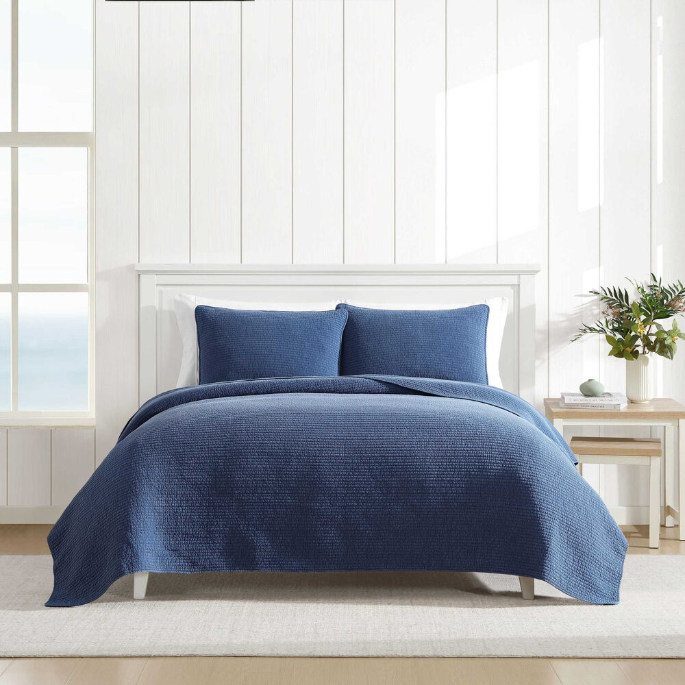Seashore Stitch Navy Twin Quilt-Sham Set,Deep Dive Wash,large