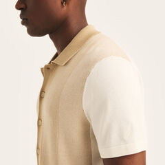 Classic Fit Striped Jacquard Sweater Polo ,Marshmallow,large