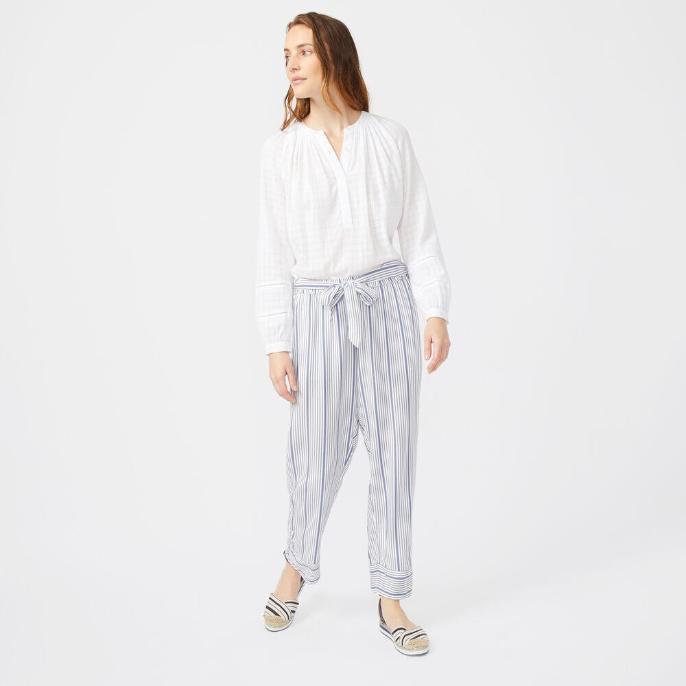 STRIPE SIDE TIE PANTS,Bright White,large