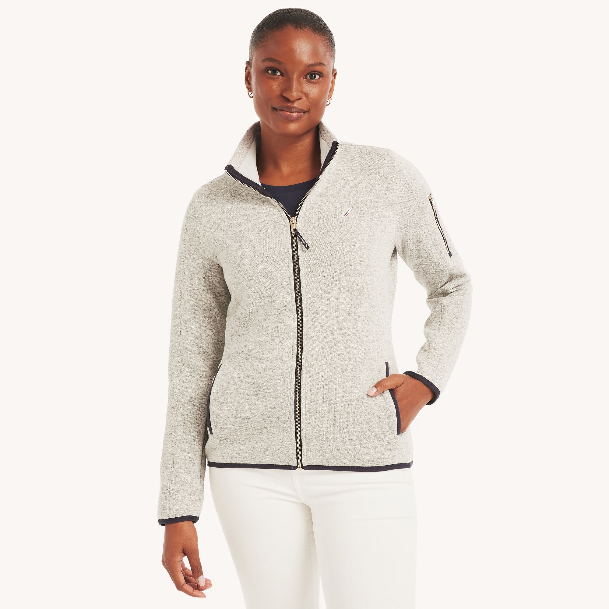 Sweater Fleece Jacket,Grey Heather,large