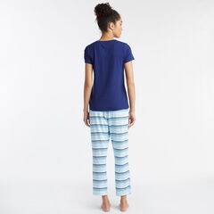 SHORT SLEEVE PAJAMA SET IN SUMMER STRIPE ,Peacoat,large
