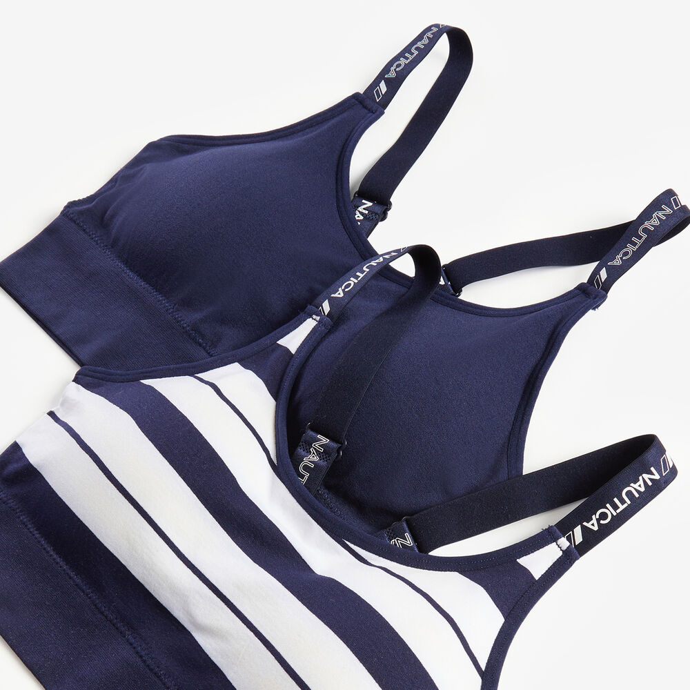 SEAMLESS LOGO STRAP BRALETTE, 2-PACK,Navy,large