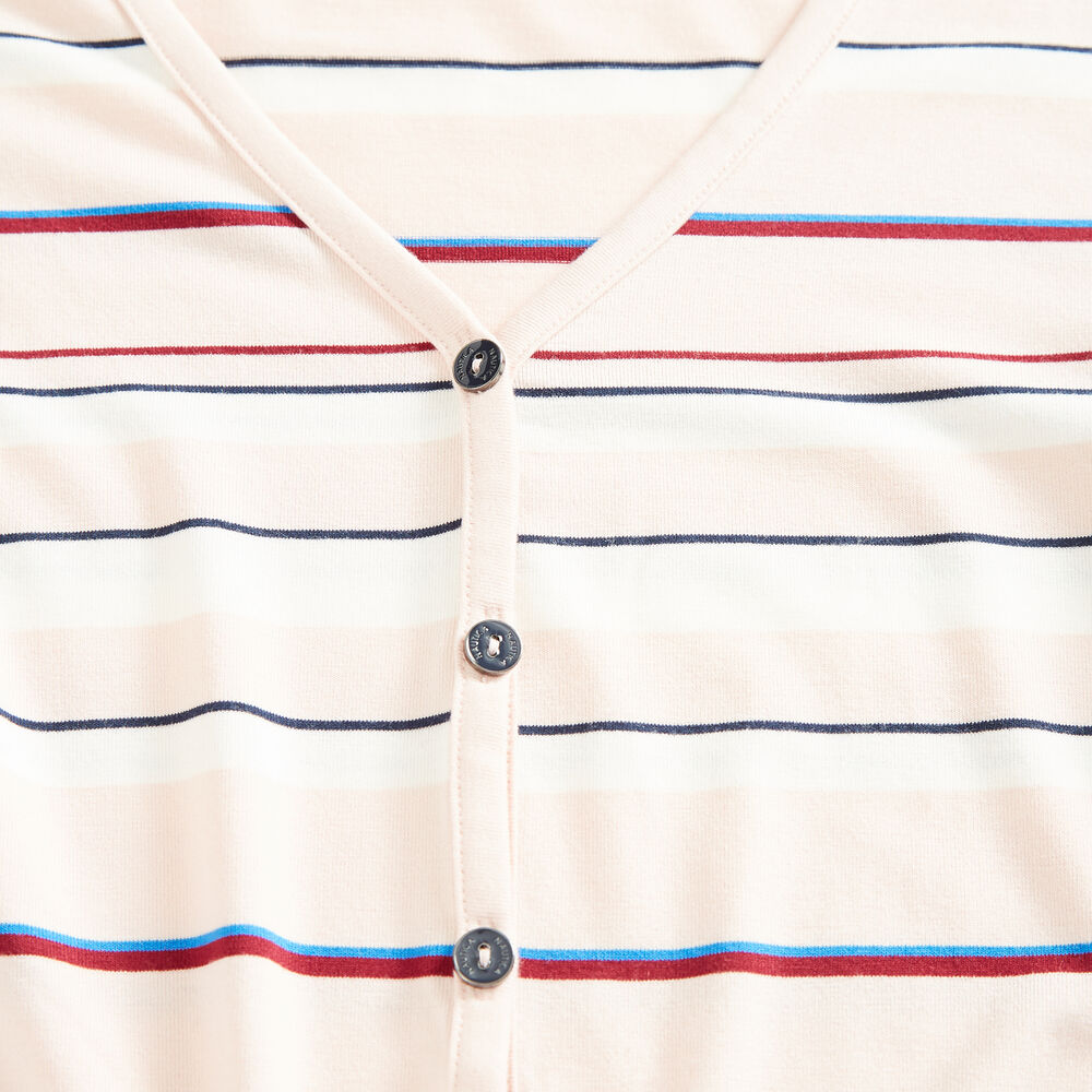 STRIPE TIE-WAIST BUTTON-DOWN TOP,New Pink,large