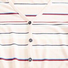 STRIPE TIE-WAIST BUTTON-DOWN TOP,New Pink,large