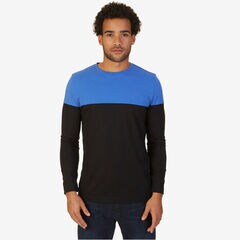 Color Block Long Sleeve T-Shirt,Rolling River Wash,large