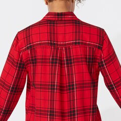 NAUCTICA JEANS CO. LONG SLEEVE TIFFANY PLAID BOYFRIEND SHIRT,Cranberry,large