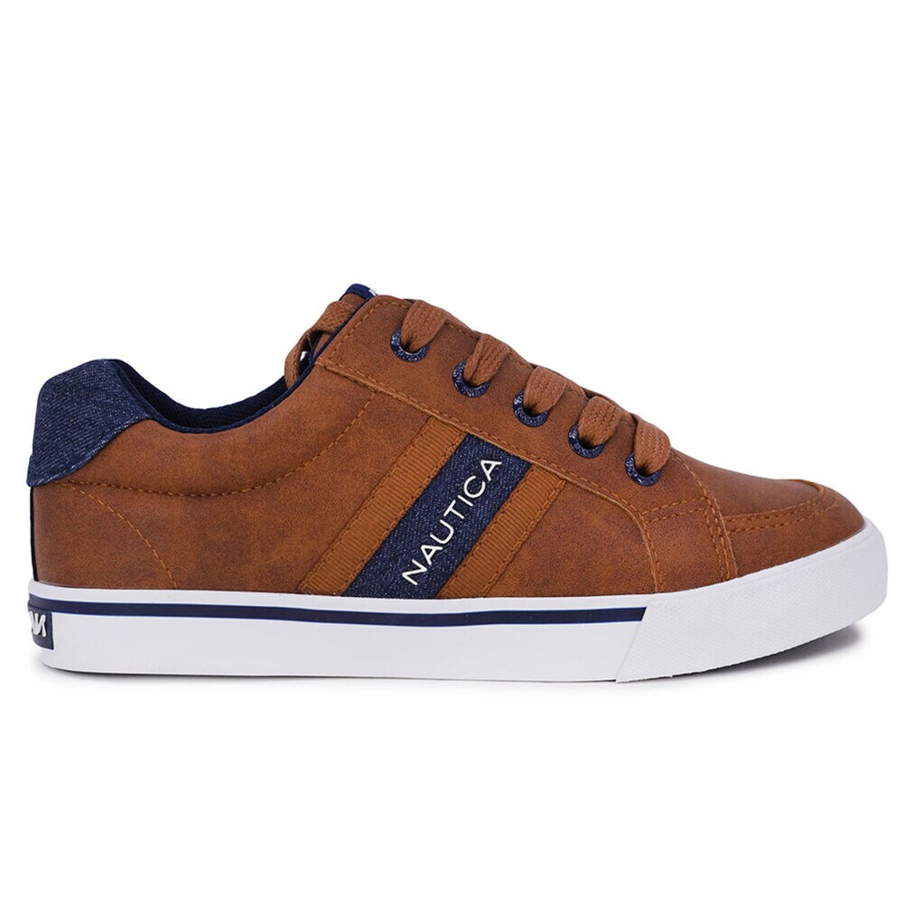 BOYS' LOGO LACE-UP SNEAKER,Brown Stone,large