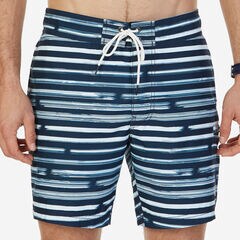 Quick Dry Striped Swim Trunk,True Navy,large