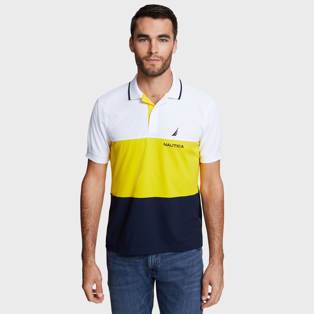 Big & Tall Navtech Colorblock Polo,Bright White,large