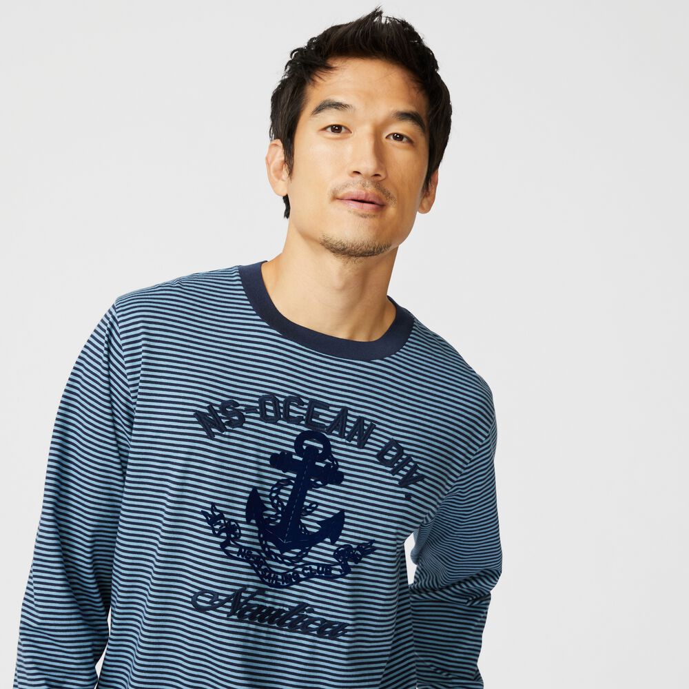 ANCHOR GRAPHIC LONG-SLEEVE T-SHIRT,Aquadream,large