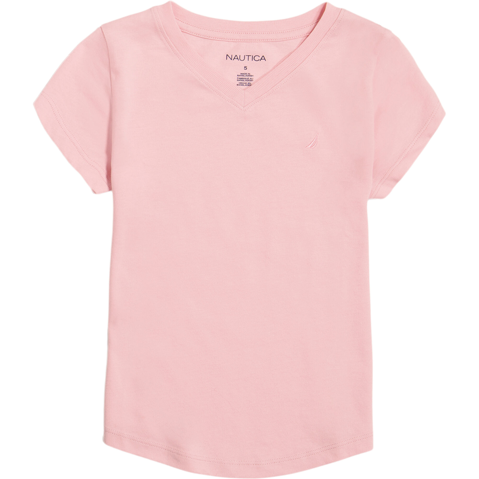 Girls' V-Neck T-Shirt (7-16),Tomato,large
