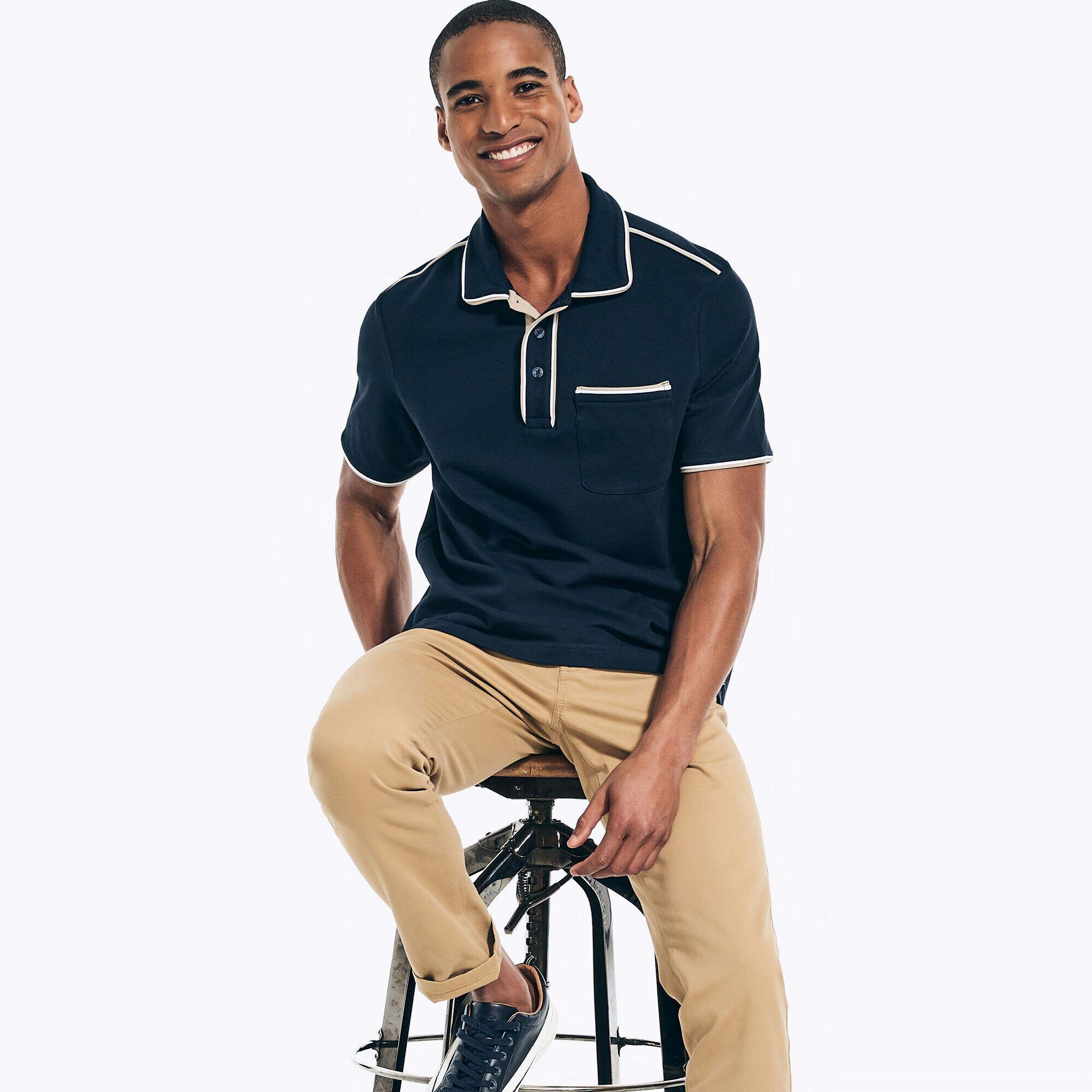 Classic Fit Performance Polo,Navy,large