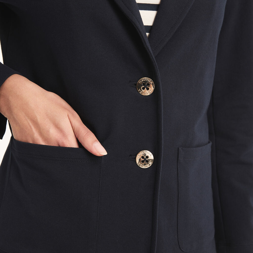 Solid Knit Blazer,Navy,large