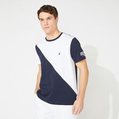 PREMIUM COTTON COLORBLOCK T-SHIRT,Bright White,large