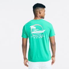 SUSTAINABLY CRAFTED YACHT CLUB GRAPHIC T-SHIRT,Dark Dill,large