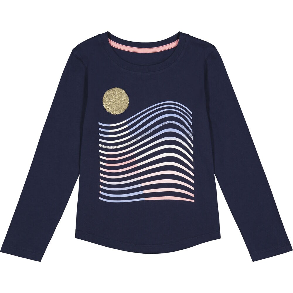 LITTLE GIRLS' SUNSET GRAPHIC LONG-SLEEVE T-SHIRT (4-6x),Navy,large