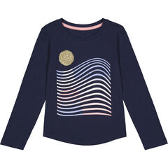 LITTLE GIRLS' SUNSET GRAPHIC LONG-SLEEVE T-SHIRT (4-6x),Navy,large