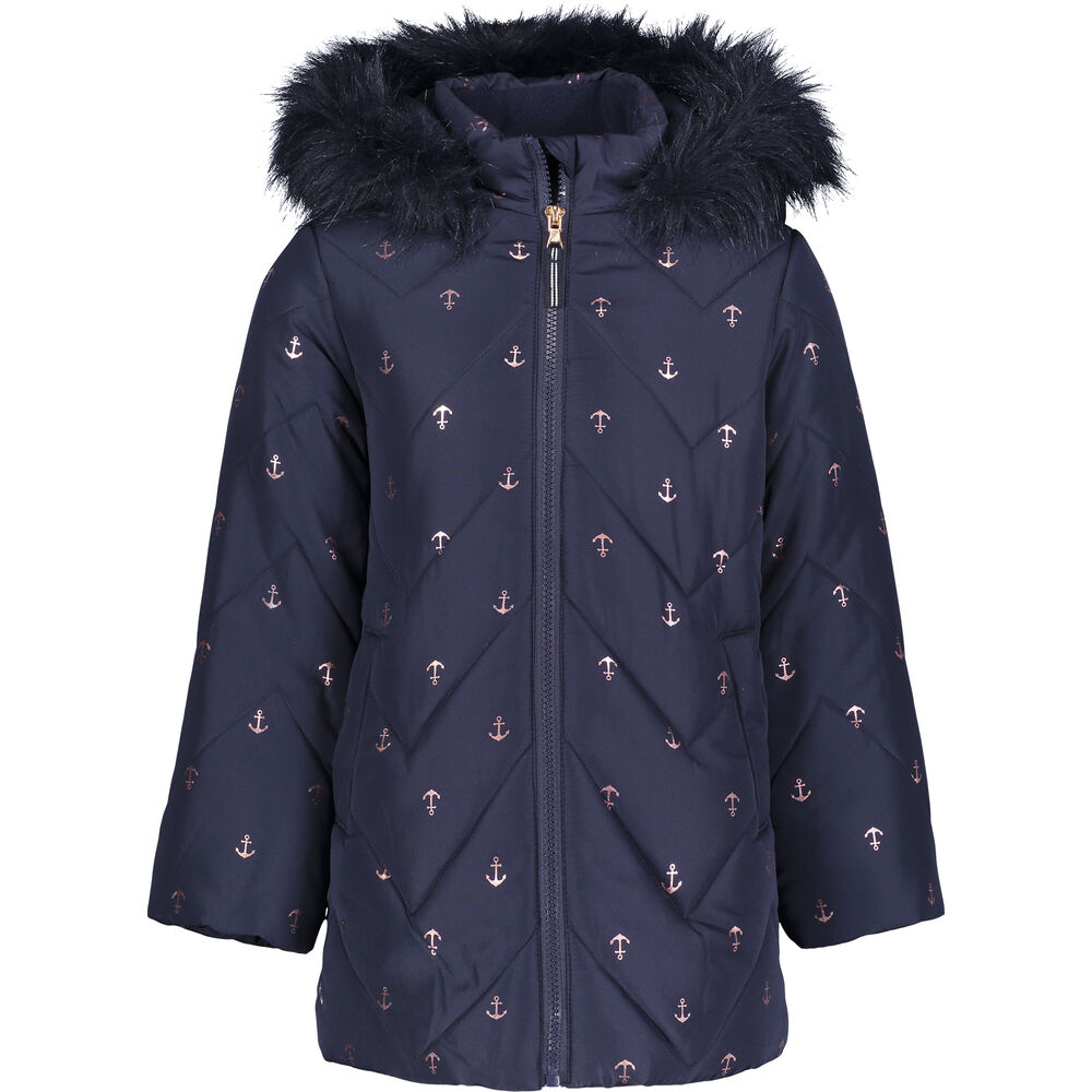TODDLER GIRLS' QUILTED CHEVRON PUFFER JACKET (2T-4T),Navy,large
