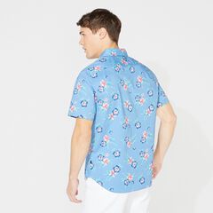FLORAL PRINT SHORT SLEEVE SHIRT,Alaskan Blue,large