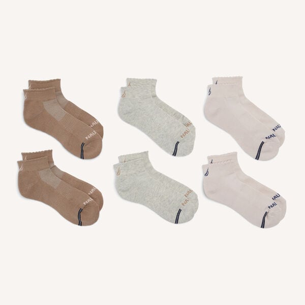 Scallop-Trim Quarter Socks, 6-Pack