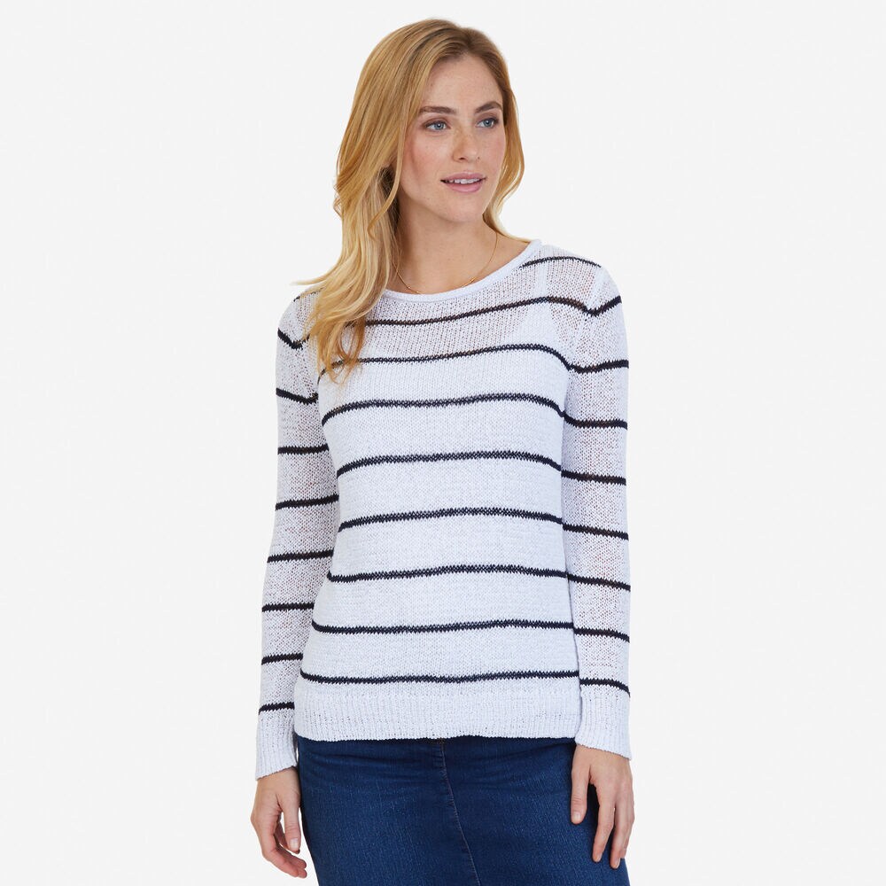Striped Sweater,Bright White,large