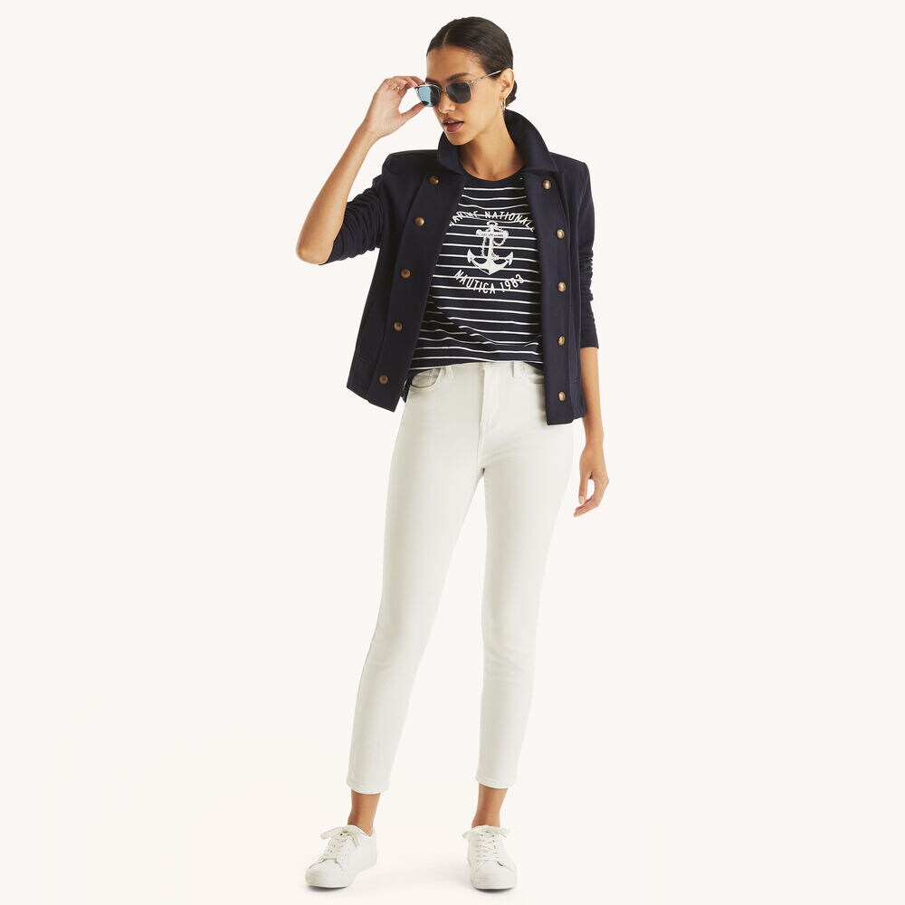 Striped Marine Graphic T-Shirt,Stellar Blue Heather,large