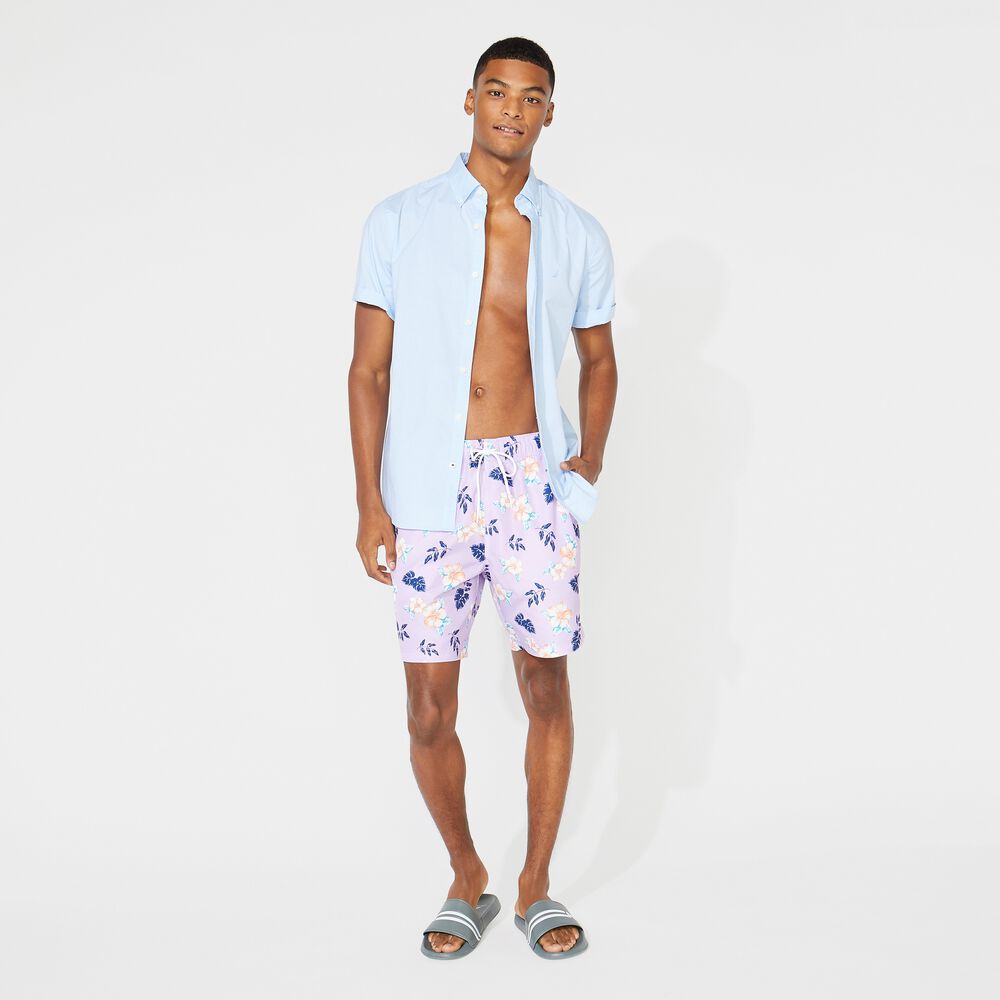 8" PERFORMANCE FLORAL PRINT SWIM,Lavendula,large