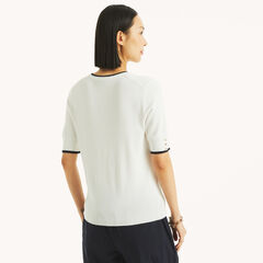 Short-Sleeve Sweater,Bright White,large