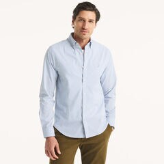 Slim Fit Wrinkle-Resistant Striped Shirt,Bright White,large