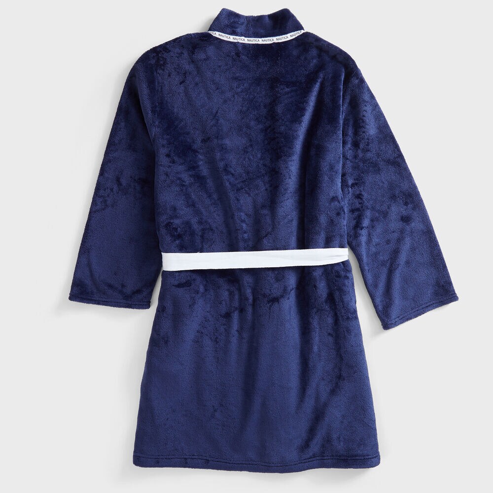 SUSTAINABLY CRAFTED LOGO TRIM ROBE,Ice Blue,large