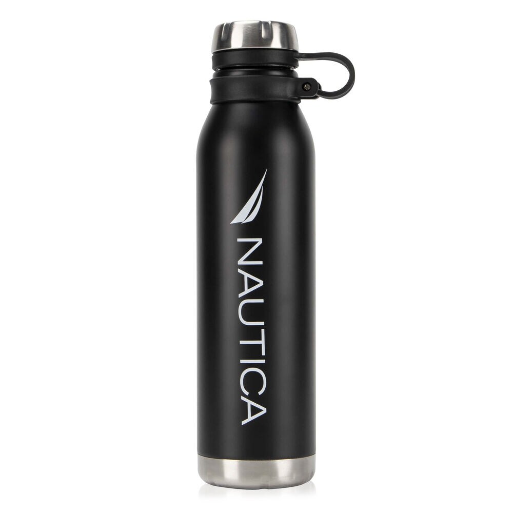 LOGO DOUBLE-WALLED STAINLESS STEEL WATER BOTTLE,True Black,large