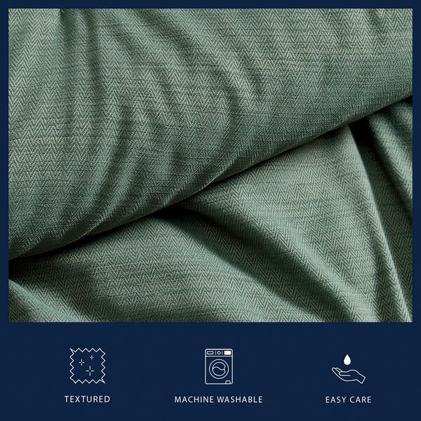 Herringbone Chenille Green Full/Queen Comforter Set