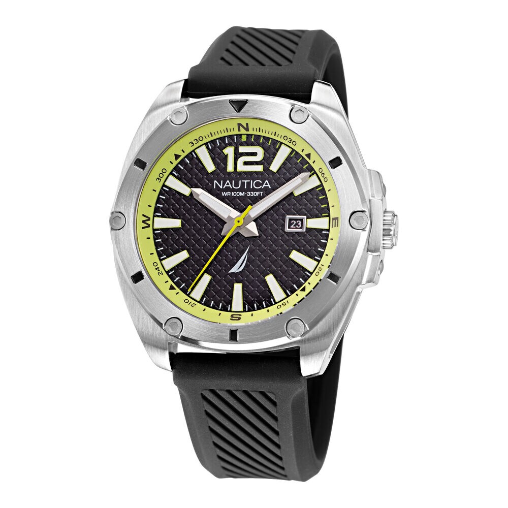 TEXTURED SILICONE 3-HAND WATCH,Multi,large