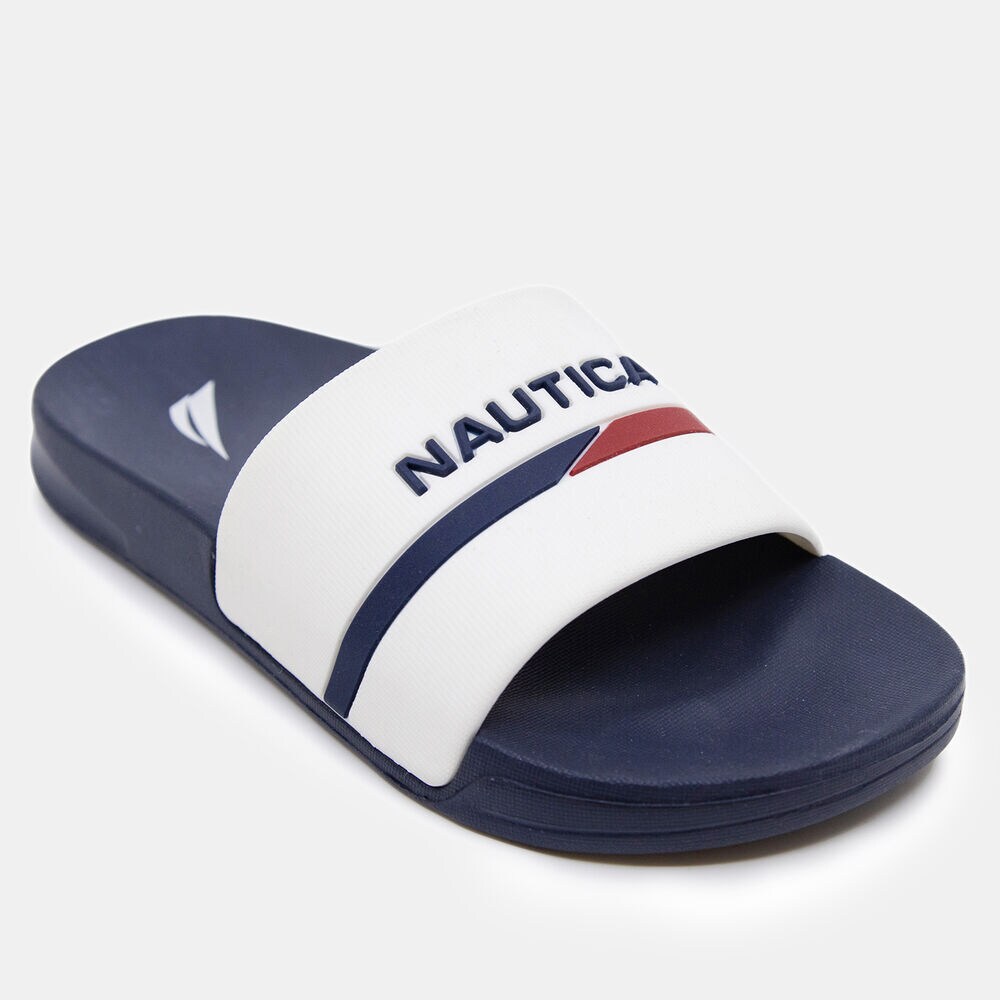 BOY'S LOGO STRIPE SLIDE SANDAL,Antique White Wash,large