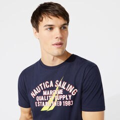 SAILING GRAPHIC T-SHIRT,Navy,large